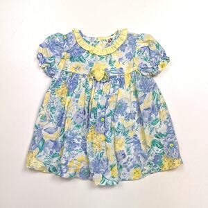 Vintage Baby Togs Dress Baby Girls Size 18m Blue Floral